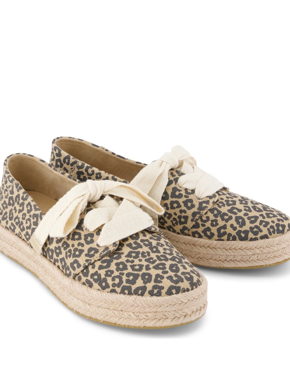 Toms Leopard Print Espadrille Sneakers with Cream Bow